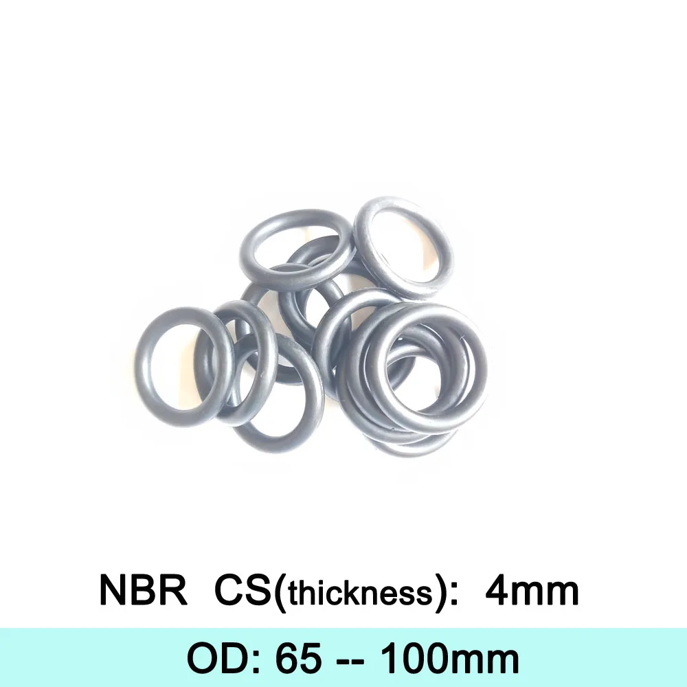 NBR Rubber Ring Gasket CS 4mm OD 65/68/70/72/75/78/80/82/85/88/90/92/95/98/100mm O Ring Seal Washer Nitrile Butadiene Rubber