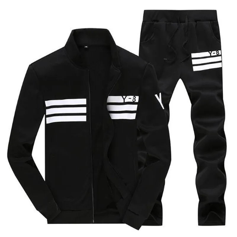 

Men Sets Fashion Sporting Suit Brand Patchwork Zipper Sweatshirt +Sweatpants 2020 New Mens Clothing 2 Pieces Sets Slim Tracksuit