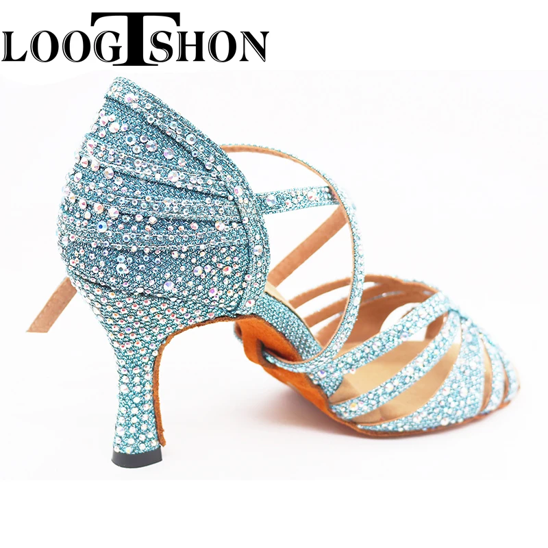 Loogtshon sapatos de dança latina mulher sapatos de dança para meninas sapatos de dança latina mulher com strass salsa tango sapatos