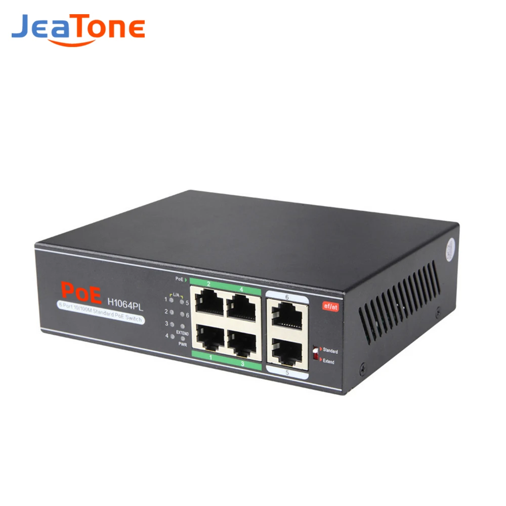 Jeatone Poe Switch 2 4-Port-Netz-Arbeitsschalter IP-Ethernet ieee 802.3af/at geeignet für IP-Kamera/Wireless AP/CCTV-Kamera