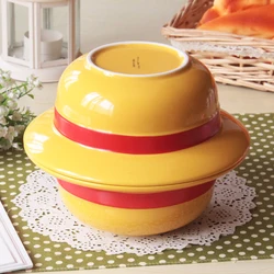 Creative Straw Hat Bowl Instant Noodle Bowl Ceramic Soup Bowl Spot Fans Gift or Cat Pet Props