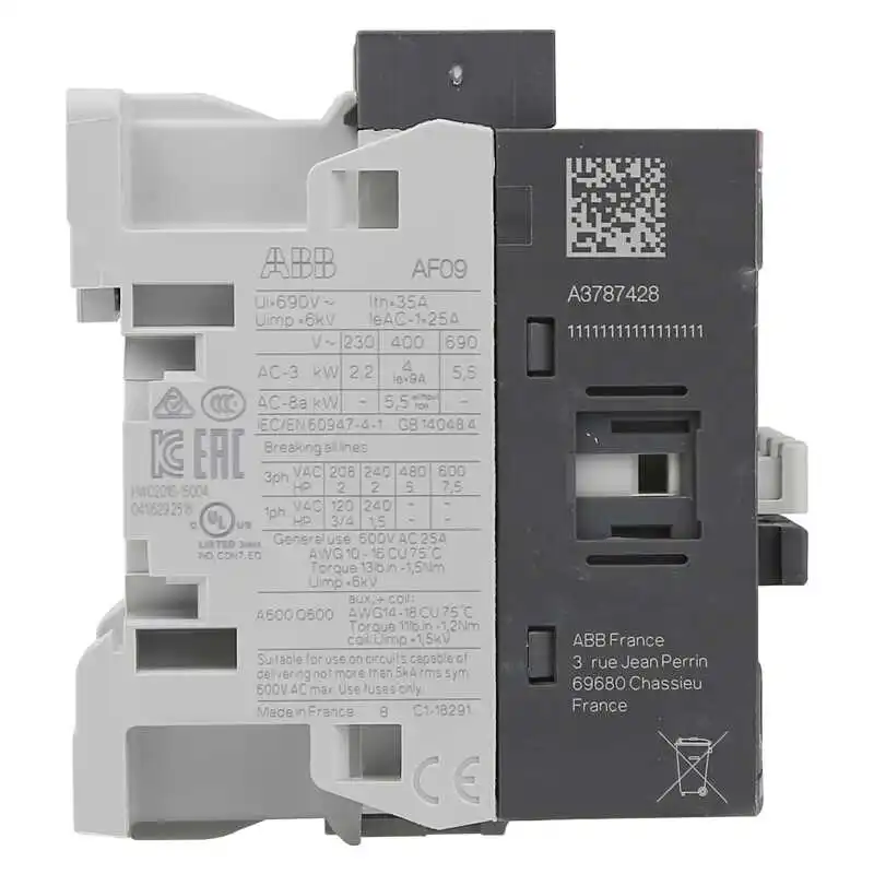 ABB 3-ploe contactors AF series AC/DC  1NC or 1NO 50HZ/60HZ  100V~250V  DC 100V-250V  12A  5.5kw AF12-30-10-13 AF12-30-01-13