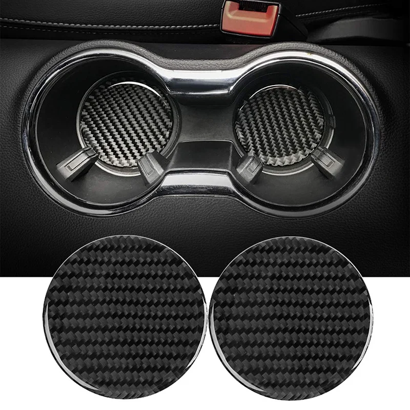 Cup Holder Coasters Pad Waterproof for Ford Mustang 2015 2016 2017 2018 2019 2020 Carbon Fiber 