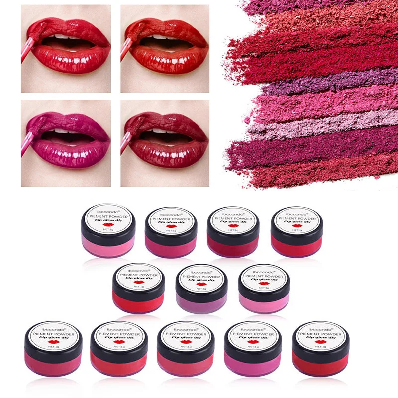 1g Pigment Powder Diy Lip Gloss Powder Material Lip Glaze Pigment for DIY Lipgloss Making Kit Long Lasting Lips Makeup