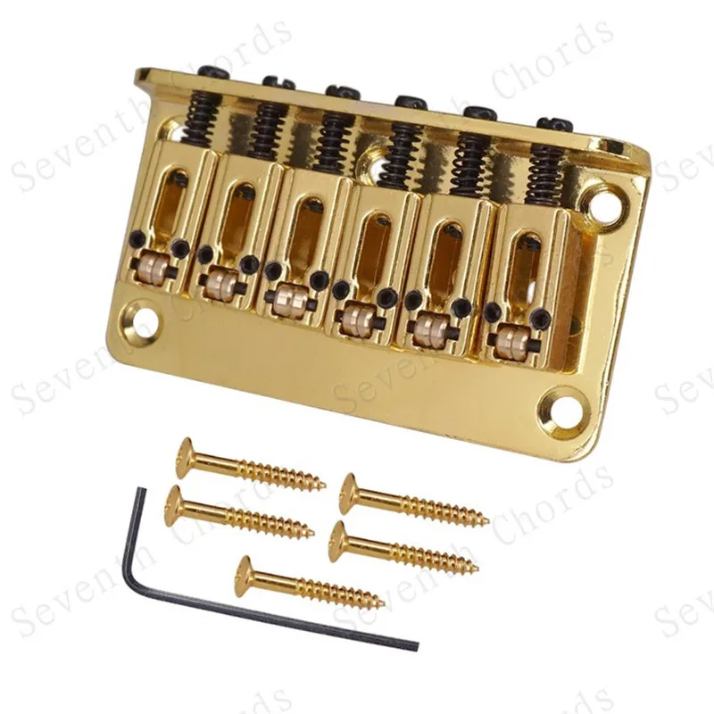 A Set 78MM 6 String Roller Saddle Electric Guitar Bridge Top Load Or Strings Through Body Gold Chrome Black Guitar Accessories