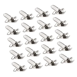 20pcs Metal Baby Pacifier Clips DIY Suspender Silver Tone Closures Clips for Making Pacifier Holders Bib Clips Toy Holder