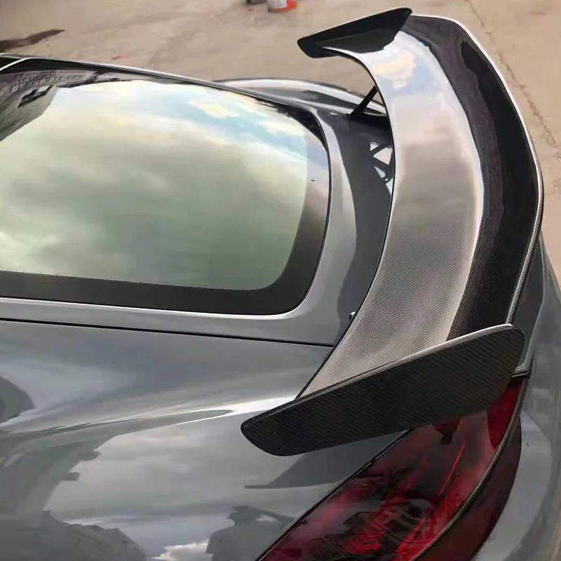 

For Porsche 718 Boxster 981 Cayman Carbon Fiber GT Wing GT4 Type Glossy Fibre Trunk Spoiler Set Bootlid Splitter Lip Trim Part