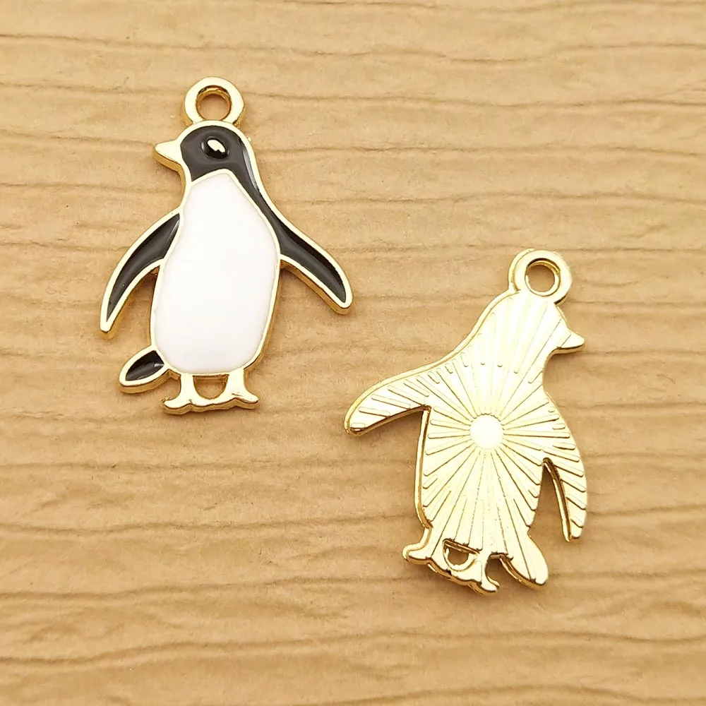 10pcs Enamel Penguin Charm for Jewelry Making Cute Earring Animal Pendant Bracelet Necklace Accessories Diy Craft Supplies Metal