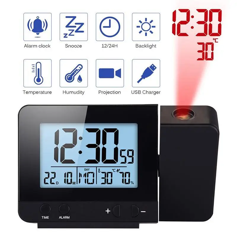 New LED Digital Alarm Clock Electronic Desktop Clocks Wake Up Clock With Projection Time Snooze Function And LED Back Light