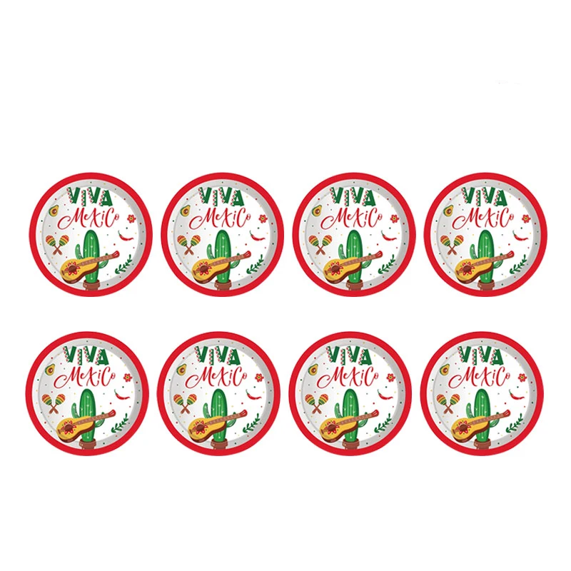 Mexico Fiesta Cactus Theme Party Disposable Tableware Paper Plates Cup Napkins Taco Balloon Mexican Party Favors Decor Supplies
