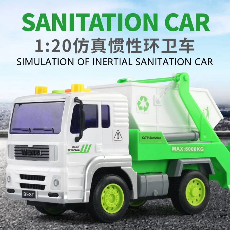 1:20 Scale Simulation Inertial Sanitation Vehicle Puzzle Educational Alphabet Song Number Song Gentle Light Electric Truck Toys