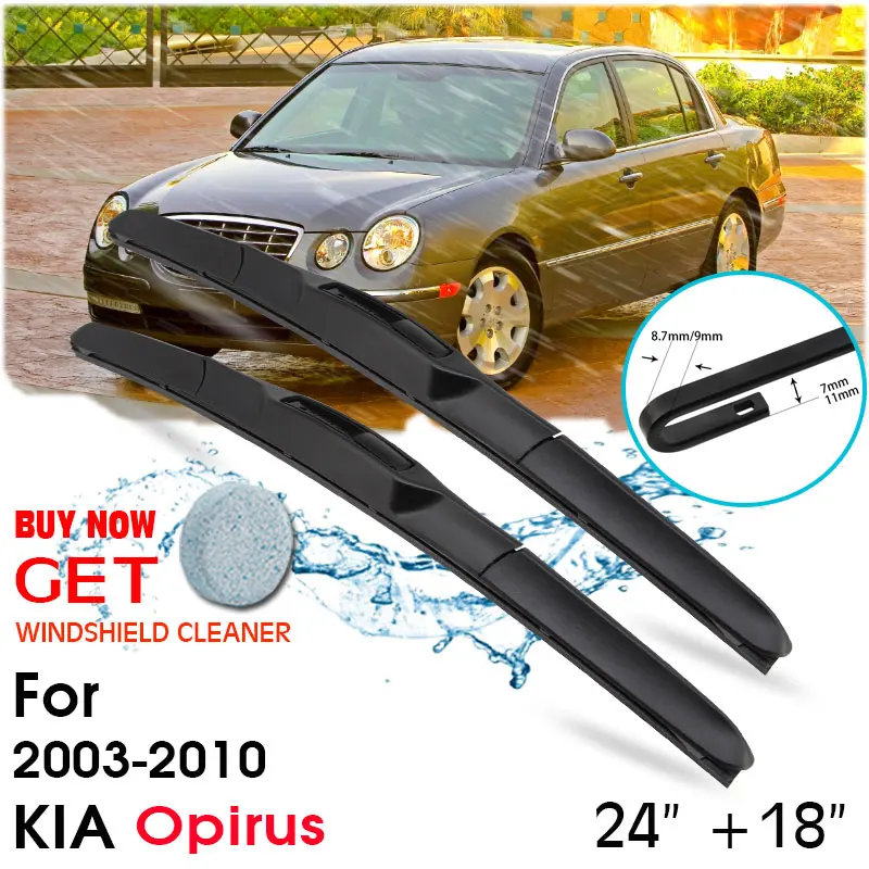 

Car Wiper Blade Front Window Windshield Rubber Silicon Refill Wipers For KIA Opirus 2003-2010 LHD / RHD 24"+18" Car Accessories