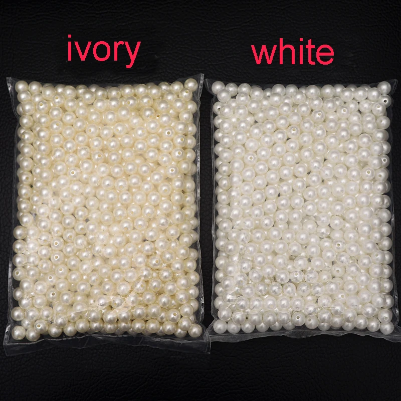 Mix Size 4/5/6/8/10/12mm Beads with Hole White Ivory Pearls Round Acrylic Imitation Pearl Diy for Jewelry Making Nail Art 10g