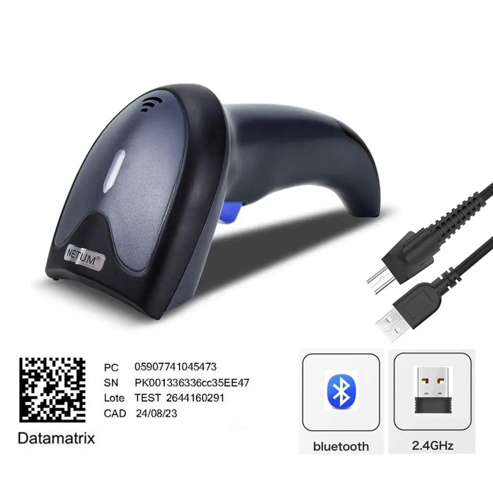 NETUM W8-X Bluetooth Wireless 2D QR Barcode Scanner, W6-X 2.4G Wireless CCD  Bar code Reader for Mobile Payment Computer Screen