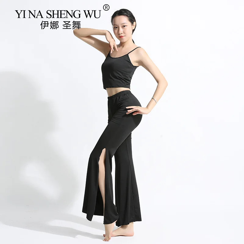 New Style Dance Practice Clothes Women\'s Suit Gauze Long Shirt Wide-leg Pants with Sleeves Tops Classical Dance Practice Clothes