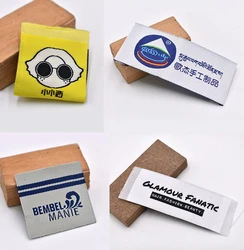woven label custom garment woven Gold Silver label collar main label dress brand cloth label custom for cloth not fade