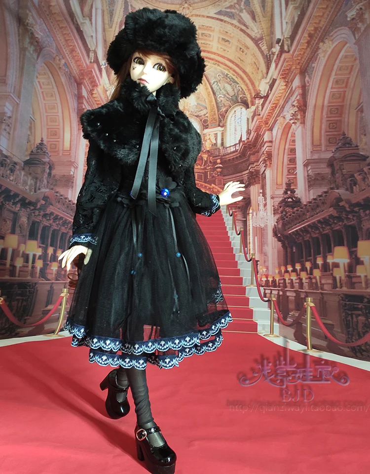 

1/4 1/3 BJD Dress+hat+scarf set doll clothes accessories for BJD/SD MSD SD13,not include doll,shoes,wig and other E2690