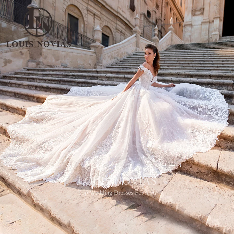 LOUIS NOVIAS – robe De mariée princesse en dentelle, épaules dénudées, perlée, collection 2022