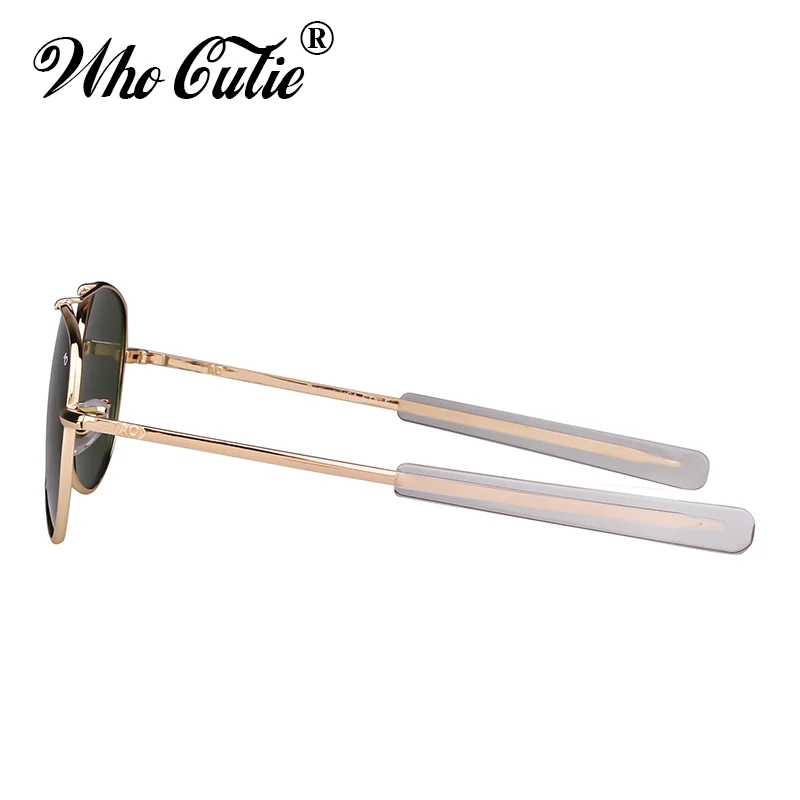 WHO CUTIE American Optical Sunglasses Men Brand Designer High Quality Gold Frame Sunnies AO Pilot Sun Glasses Male Shades OM288