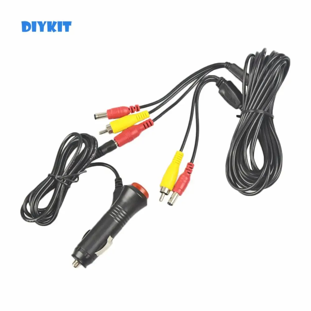 

DIYKIT 5.5 x 2.1mm DC12V Input Car Charger Power Adapter+ AV RCA Extension Cable/Cord Video Cable for Car Camera and Car Monitor