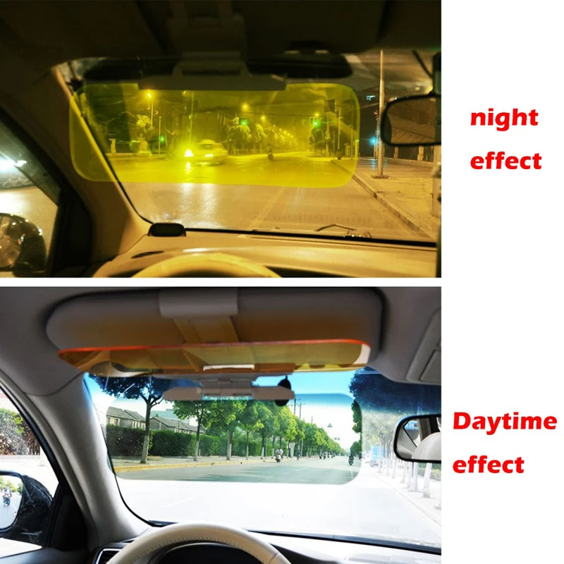 YASOKRO Car Sun Visor Day Night Anti-dazzle 2 in 1Dazzling Goggles Driving Fold Flip Down Mirror Card slot  Clear View Visor