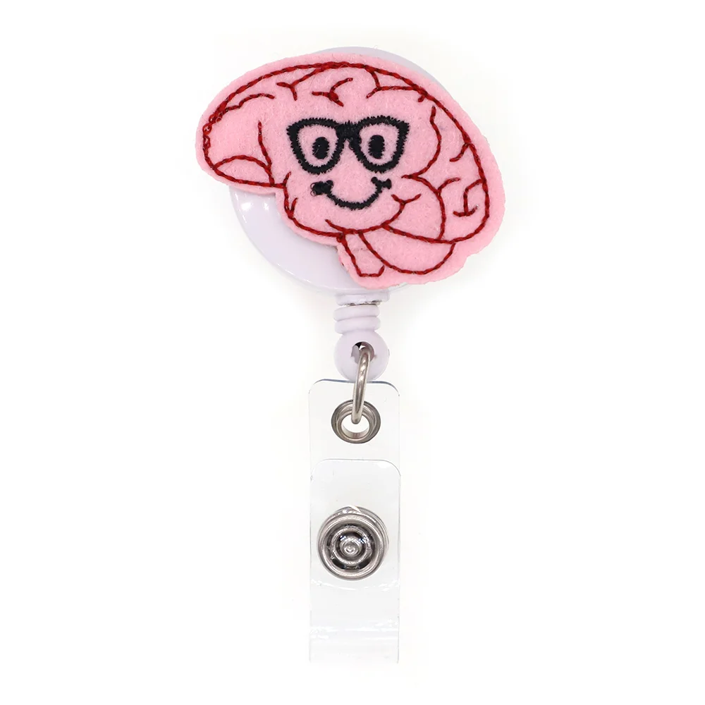 

Free Shipping Brain Nurse Retractable Felt ID Badge Holder Reel