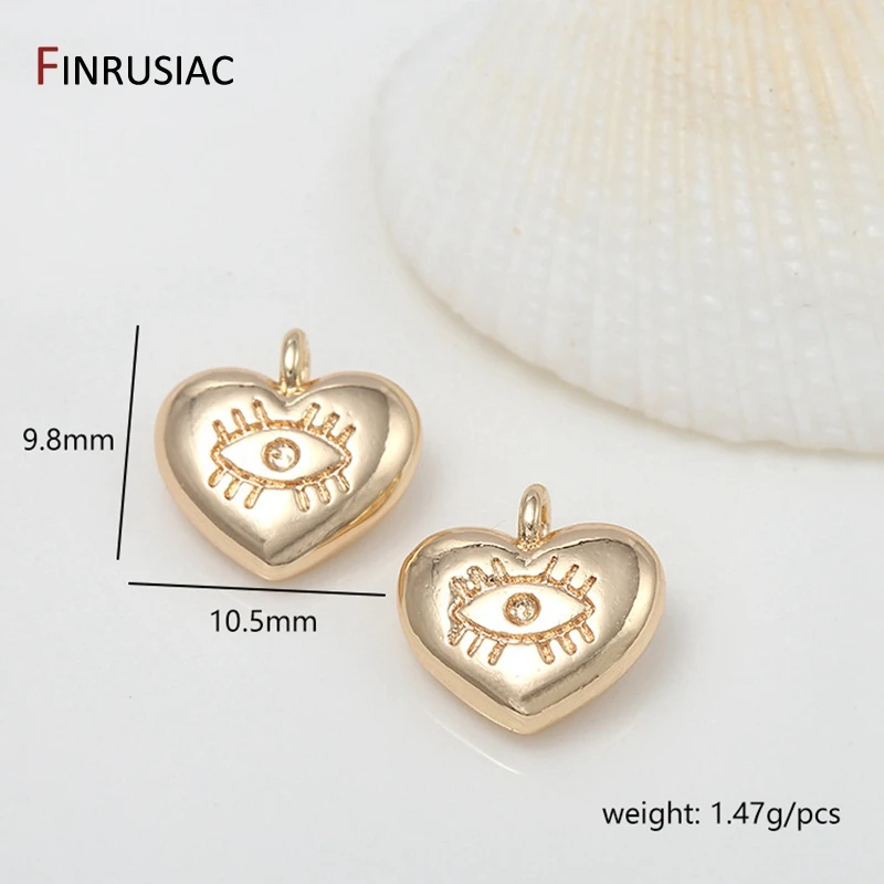 14K Emas Berlapis Mata Pola Desain Berbentuk Hati Hiasan Liontin untuk Membuat Perhiasan DIY Anting-Anting Kalung Liontin Aksesoris