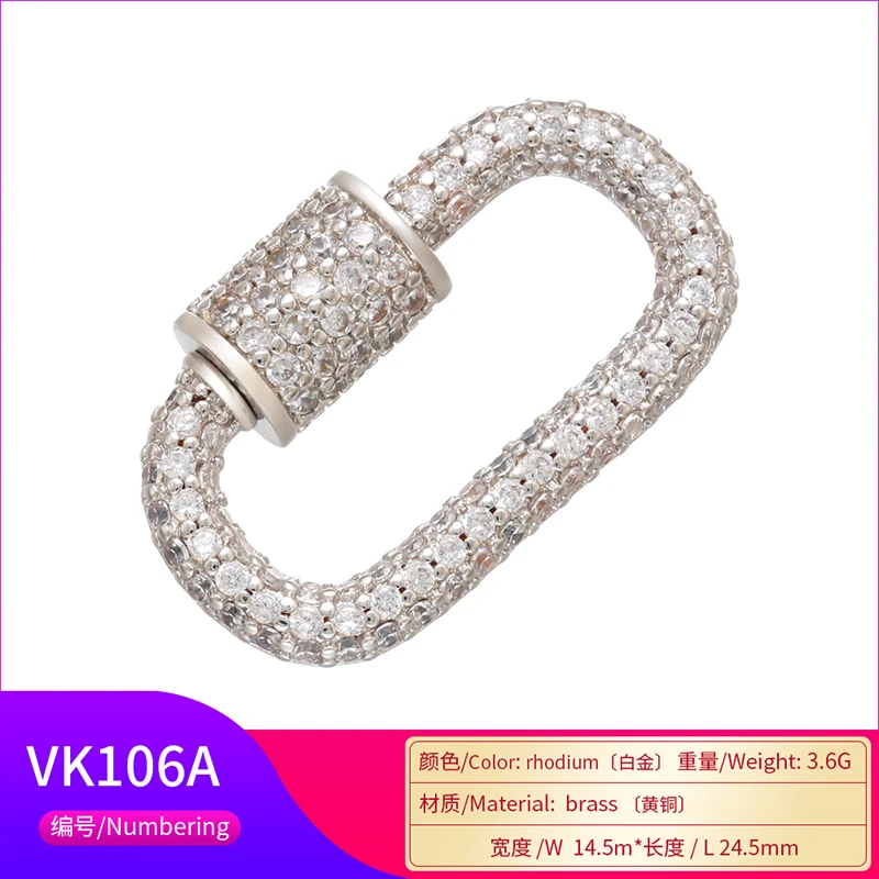 Pavé-Zirkonia 18K vergoldeter Karabinerverschluss DIY Schmuckzubehör für handgefertigte Halsketten- und Armbandkomponenten Schraubverschluss: VK106 – Detail 7