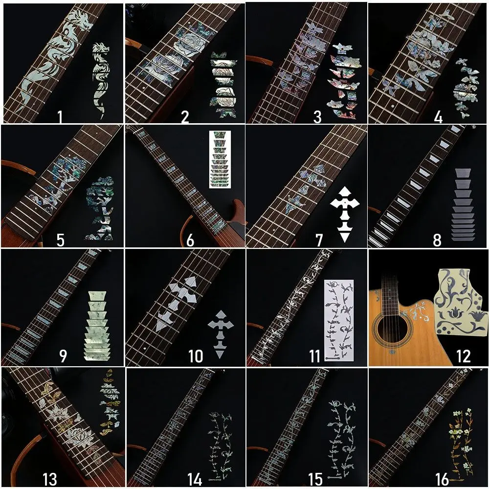 New Cross Inlay Decals Fretboard Sticker For Electric Acoustic Guitar Bass Ultra Thin Sticker Guitarra Accessories 22 Styles