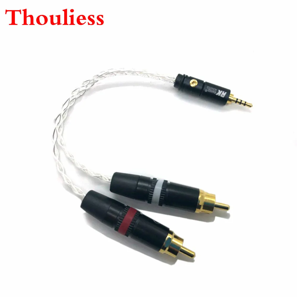 Thouliess 2.5mm TRRS/4.4mm Balanced Male to 2 RCA Male Audio Adapter Cable 7N OCC Copper Silver plated Audio Cable