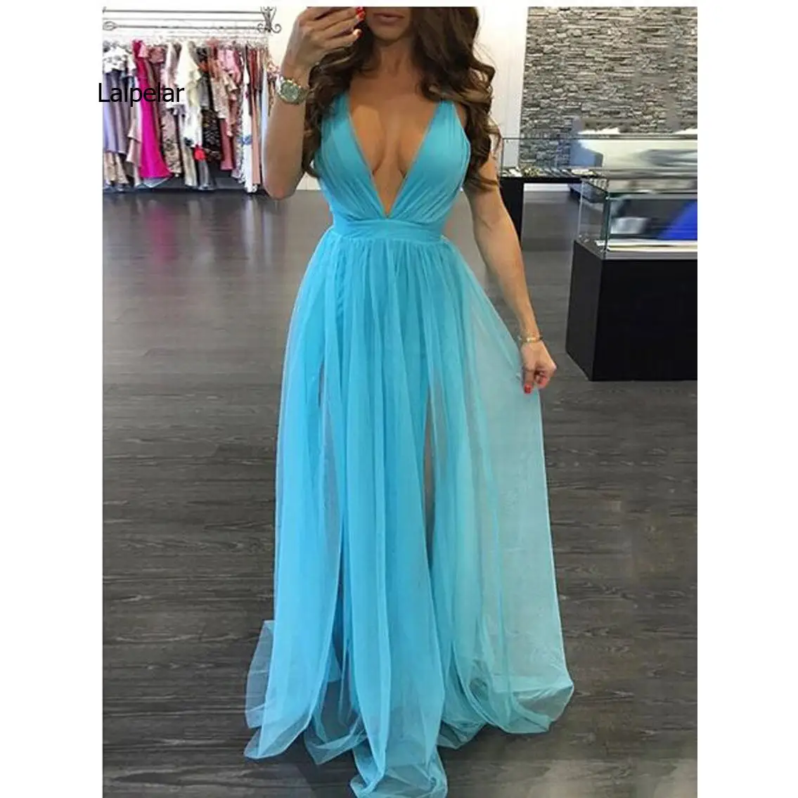 

New Sexy Hot Sale deep V-neck Women Summer Long sexy Evening Party tulle Dress Beach Dresses Sundress Long Dress Beach Dress