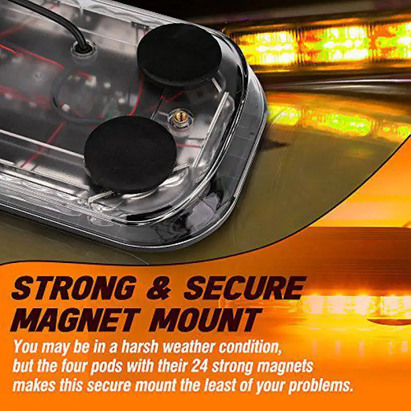 Emergency Lights For Vehicles Amber Strobe Lights For Trucks Cars 12v24v 30leds Strobe Mini Light Bar Magnetic Mount Cigarette