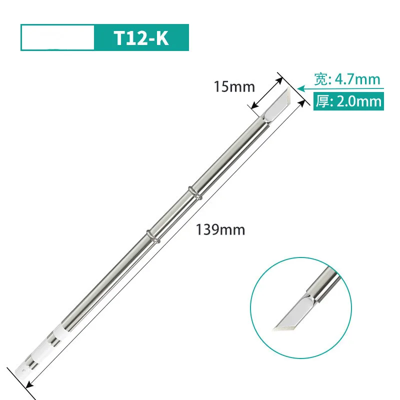 Ponta de ferro para solda série t12 k, para hakko fx951 stc e stm32 oled, ponta de ferro para solda elétrica