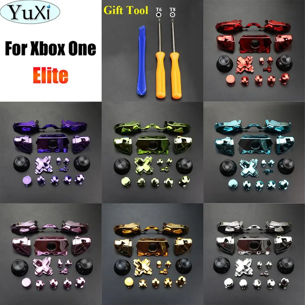 YuXi For Xbox One Elite X1 Controller Bumper Triggers Buttons Replacement Full Set D-pad LB RB LT RT Chrome Buttons T8H&T6 Tool