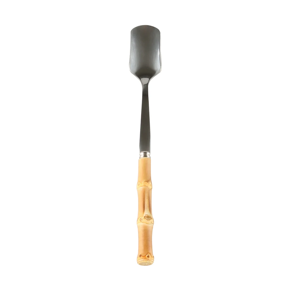 Small Square Tea Coffee Spoon Stainless Steel Bamboo Root Handle Watermelon Fruit Dessert Ice Cream Kids Children Spoon
