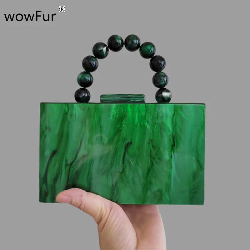 Beaded Bag Handle China Factory Seller Women Acrylic Purse Handbag Box Clutches Evening Lady Party Travel Beach Female Flap Bags