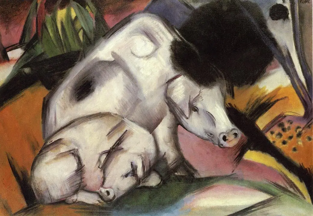 

100% handmade Oil Painting reproduction on linen canvas,Pigs by Franz Marc,Free Shipping,High Quality