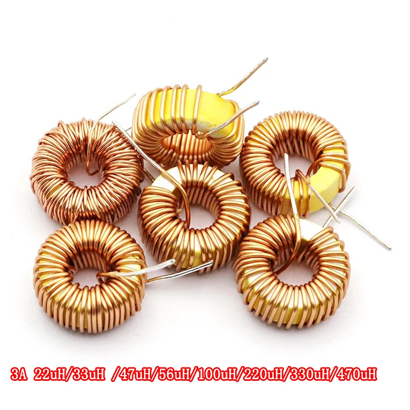 5pcs Toroid Inductor 3A Winding Magnetic Inductance 22uH 33uH 47uH 100uH 220uH 330uH 470uH Inductor For LM2596