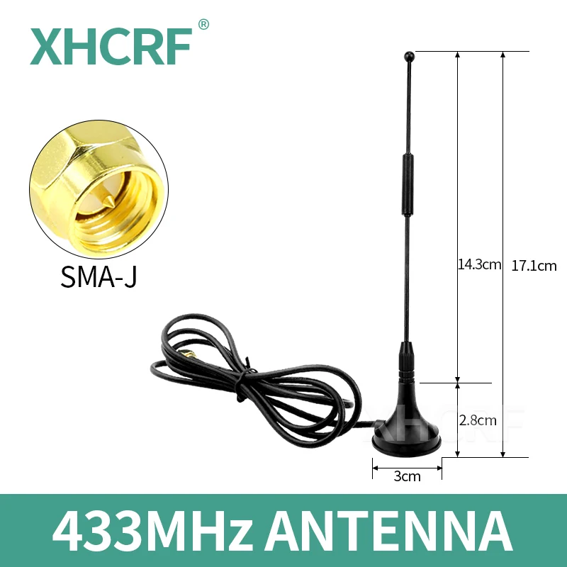 433MHz Sucker Magnetic Base Antenna 3.5dBi SMA Male Antena Inner Thread and Inner Needle Aerial Ziisor Z32-B433SJ10