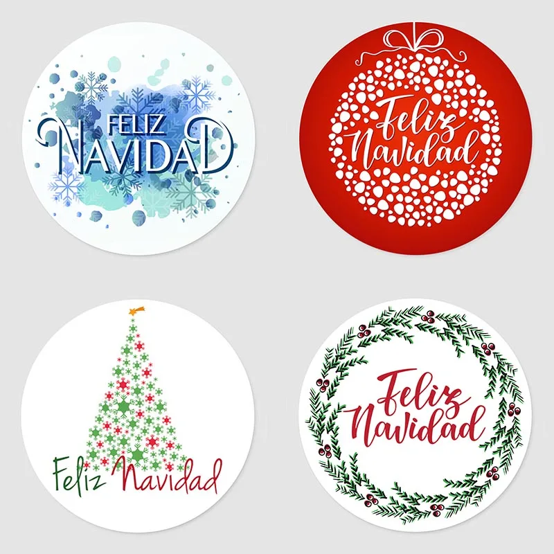 Feliz Navidad Christmas Gift Sealing Stickers Self-adhesive Stickers New Year Xmas Merry Christmas Party Decor Labels 3.5/4.5cm