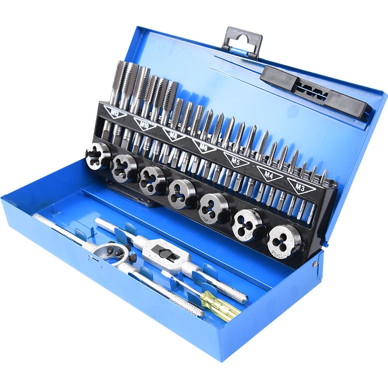 

32PCS Metric Taps And Dies Set Thread Cutting Tool Adjustable Taps Dies Wrench Car Repair Hand Tool