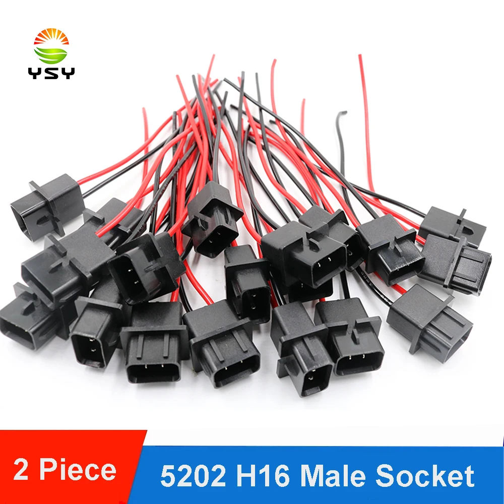 

YSY 20pcs 5202 H16 Car Fog Lights Bulbs male Connector Wiring Harness Plug Base Cables Adapters Sockets lamp Holder