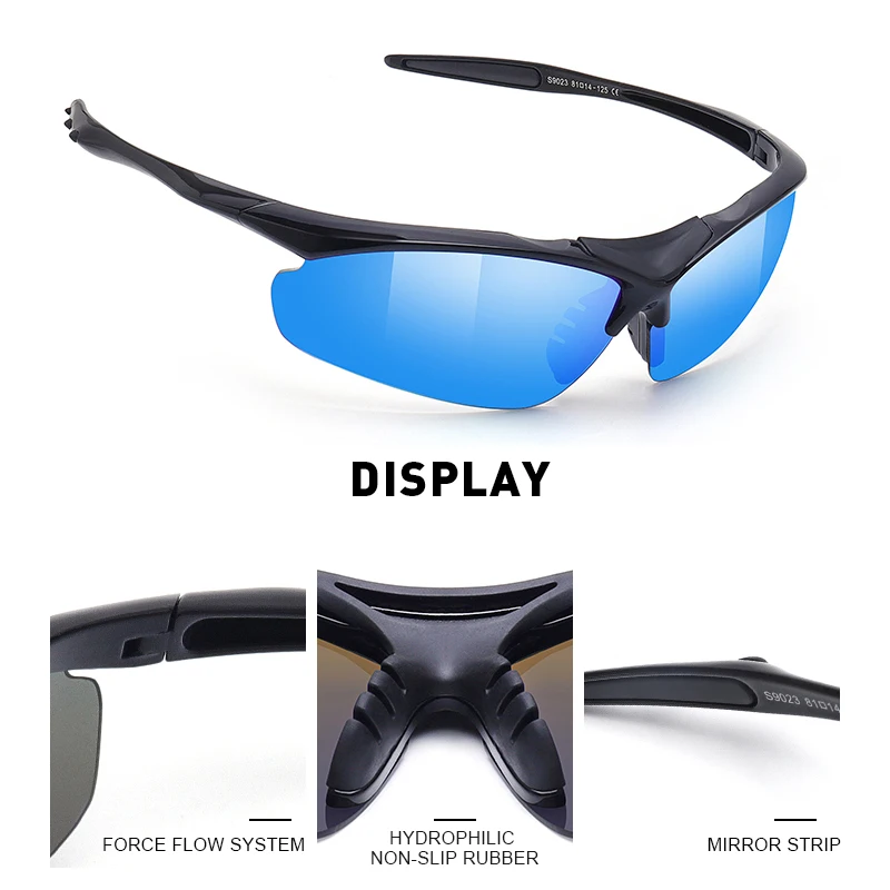 MERRYS DESIGN Men Polarized Outdoor Sports Sunglasses Male Half Frame Goggles Glasses For Running UV400 Protection S9023