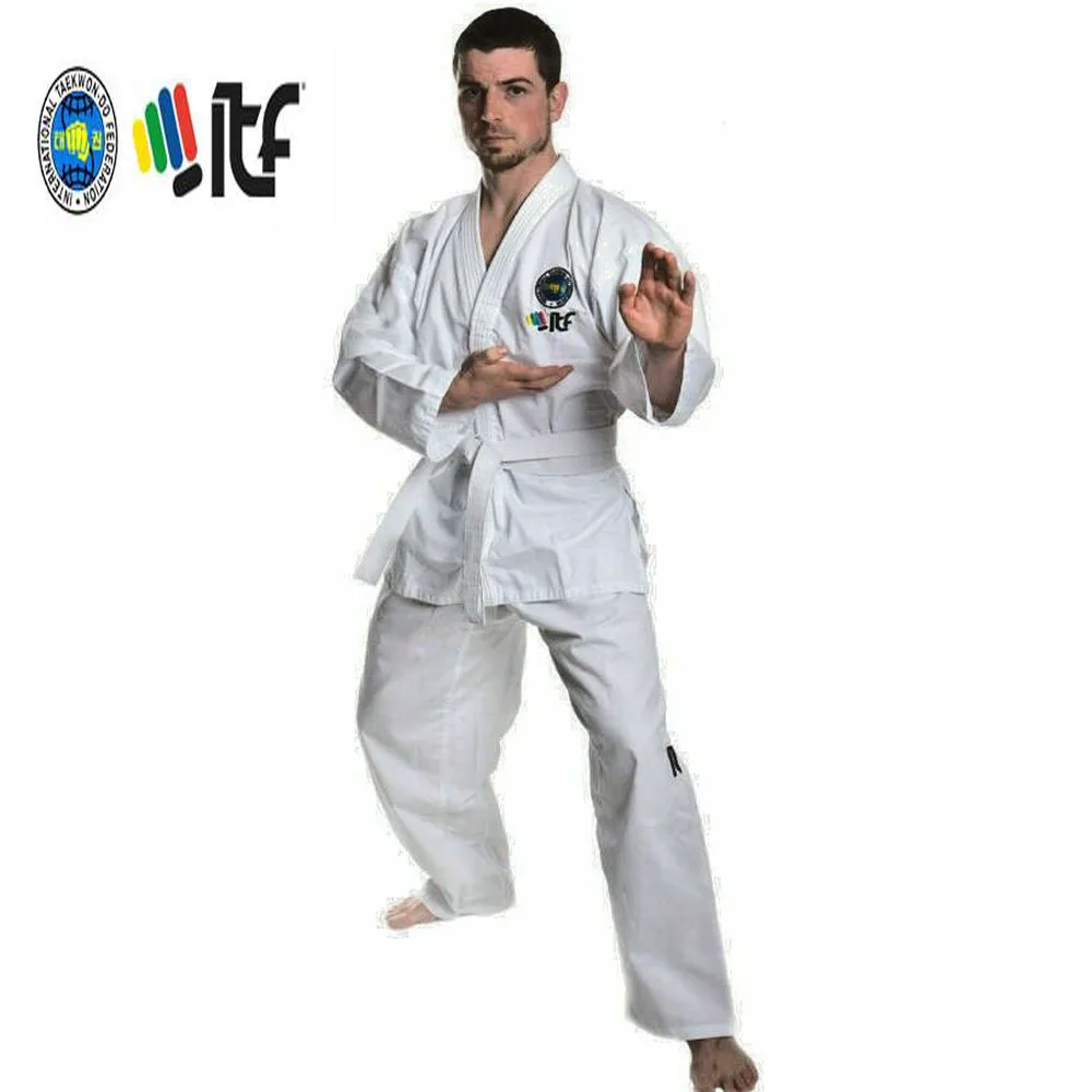 2022 New Adult Male Female kids White cotton Taekwondo uniform ITF approvato Taekwondo Student Uniform Taekwondo Equipment dobok