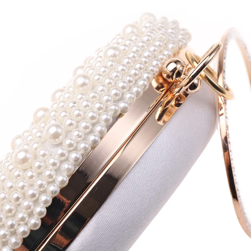 Bling Pearl Bags for Women Small Round Shape Clutch Bag Diamond Luxury Designer Handbag Female Evening Clutch Wedding Bag Z248