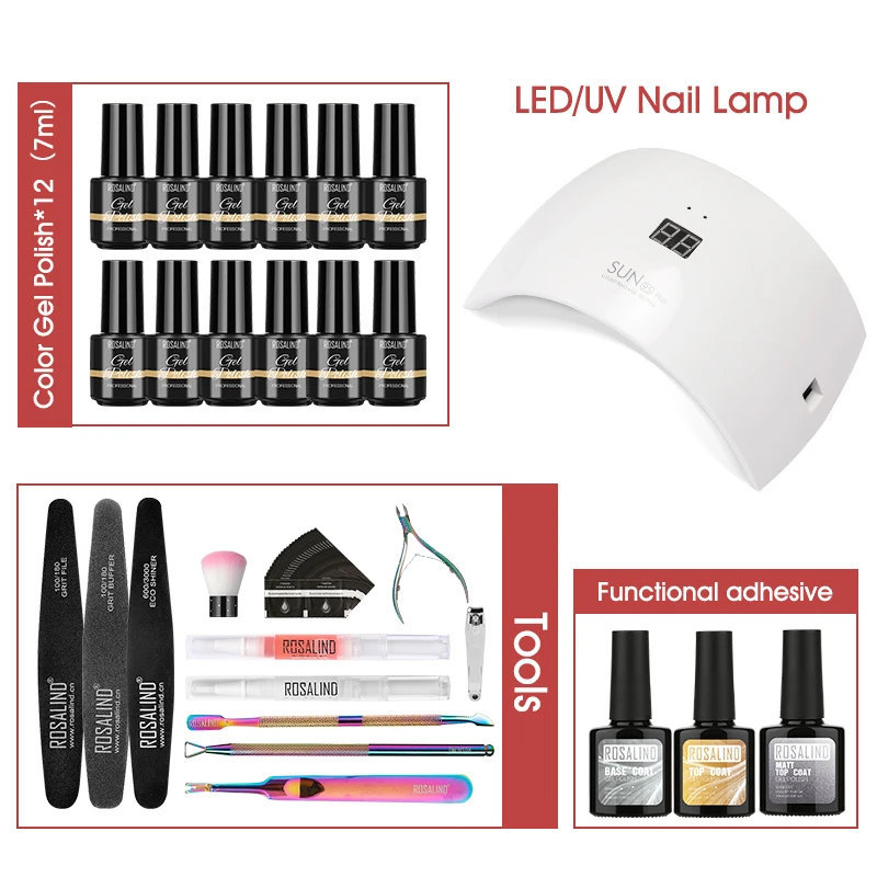 Rosalind Gel Nagellak Set Semi Permanente Gel Kit Alle Voor Manicure Snelle Verzending Nail Art Ontwerp Losweken Gel lak Basis Top