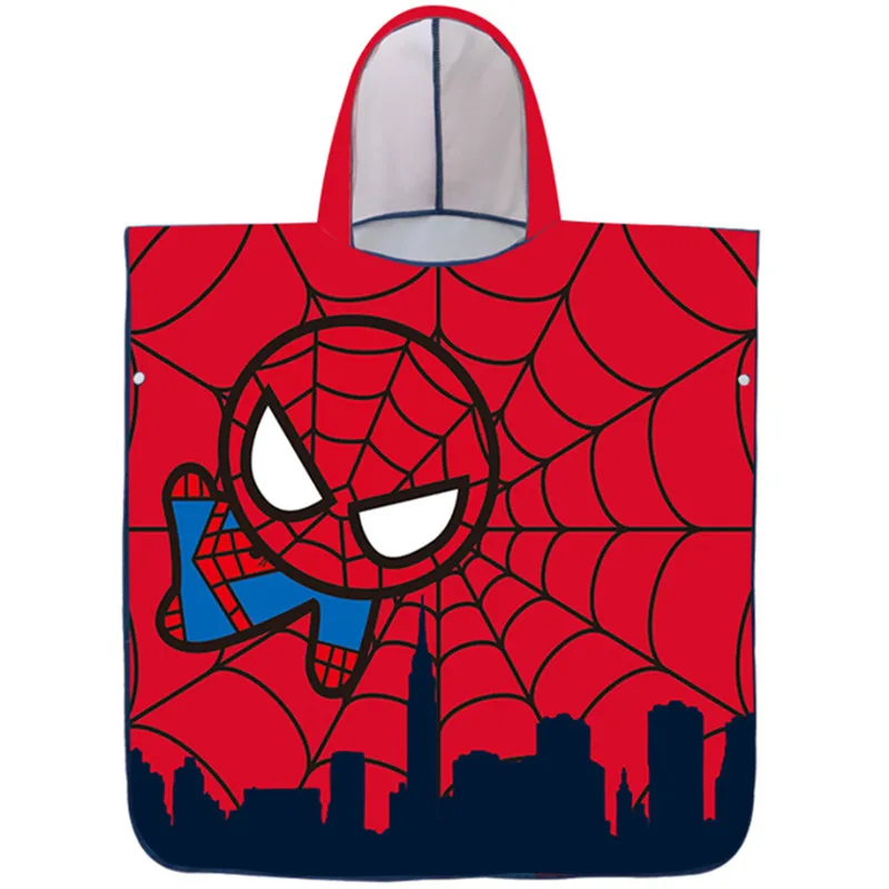 Disney Spider-Man Avengers Children Bath Towel Cartoon Hooded Cloak Baby Kids Boy Cartoon Swimming Beach Towel Toddler Robe gift