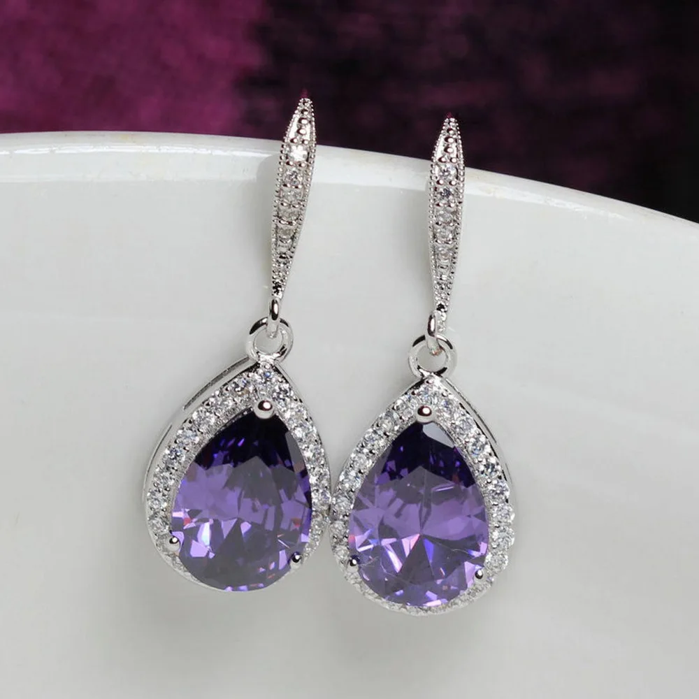 Simple Female Earrings 925 Sterling Silver Waterdrop Inlaid Cubic Zircon Earrings For Women Love Jewelry Girlfriend Gift Bijoux