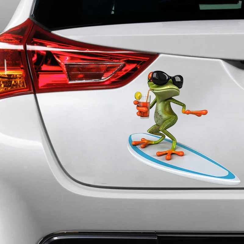 A0122# 13 cm/17 cm 3D Self-adhesive Decal Cartoon Frog Car Sticker Waterproof Auto Decors on Bumper Rear Window Laptop