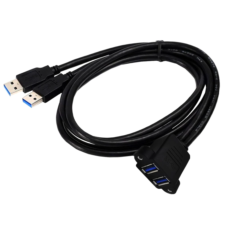 0.3m 1m Dual USB 3.0 Male to Female With Screw Panel Mount Holes Extension Cable High Speed 5Gbps for Computer Case Motherboard